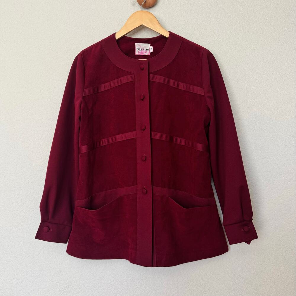 Vintage 70s Sir Julian dark burgundy red velvet light jacket blazer sz M